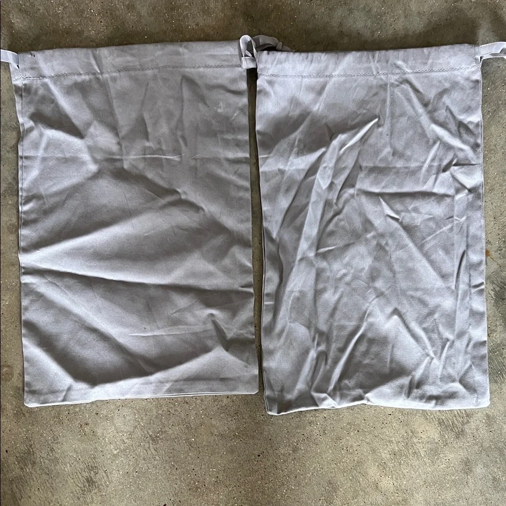 Authentic Dior Gray Drawstring Dust Bags with White Logo (Pair)